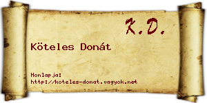 Köteles Donát névjegykártya